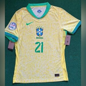 NWT Brazil 2024 Home Copa America Player Version Jersey “Endrick 21” (Medium)